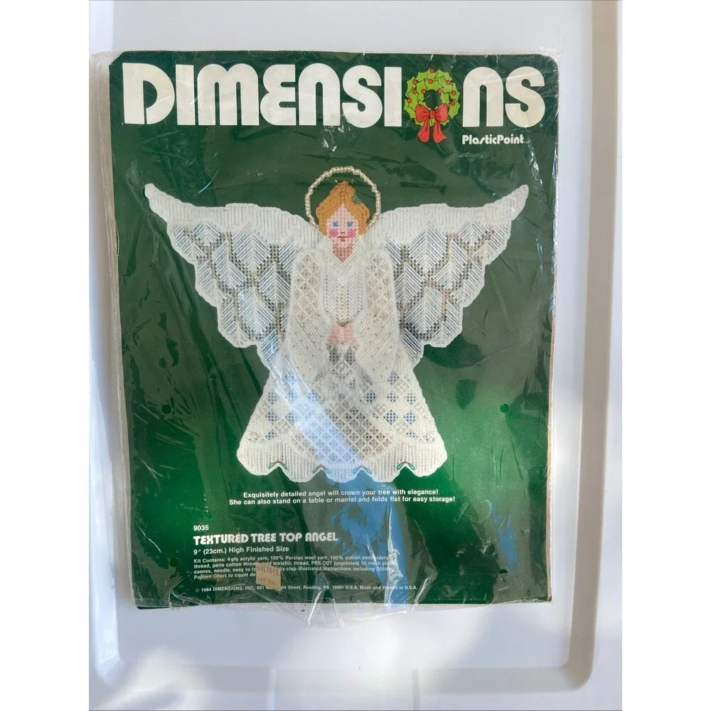 Dimensions Textured Tree Top 9” Angel Christmas Vintage 1994 Made in USA - Open